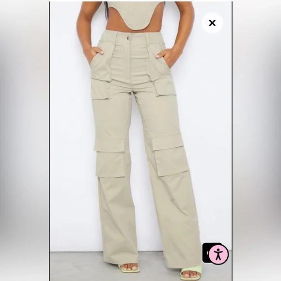 Pants & Jumpsuits | Stone Twill Pocket Detail High Waist